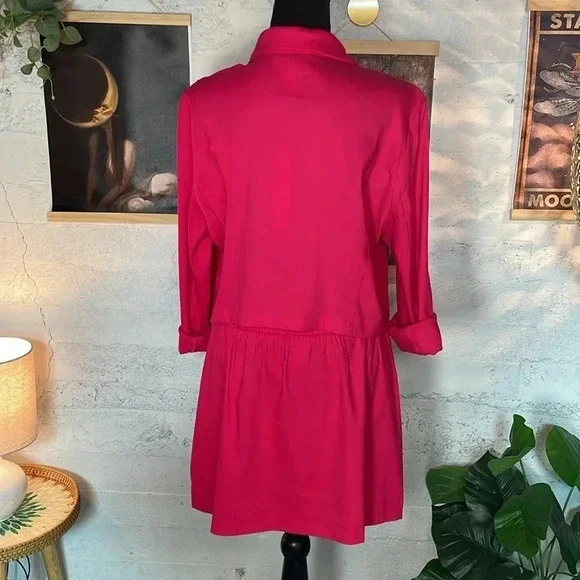 NWT House of Harlow 1960 barbie pink linen skirt suit set size LARGE - Picture 4 of 13